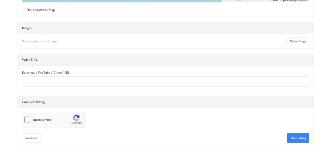 Adding photos and clicking Place Listing at the end of the form